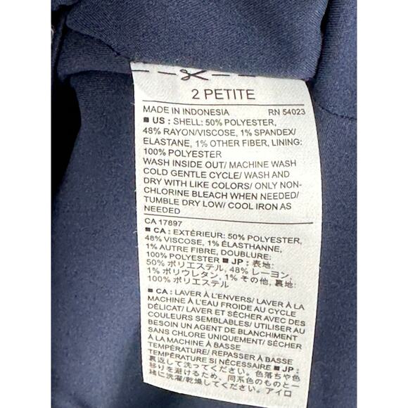 Banana Republic Navy Blue White Dress V-Neck Short Sleeve Textured Cocktail 2P - Picture 4 of 7